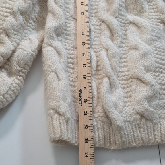 Unbranded Handknit Sweater Womens S/M Cream LS Fair Isle Cable Chunky Boho Cabin - Picture 8 of 13